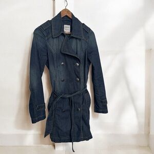 Vintage Y2K Women's Denim Trench Coat cowgirl coastal boho farm streetwear 6